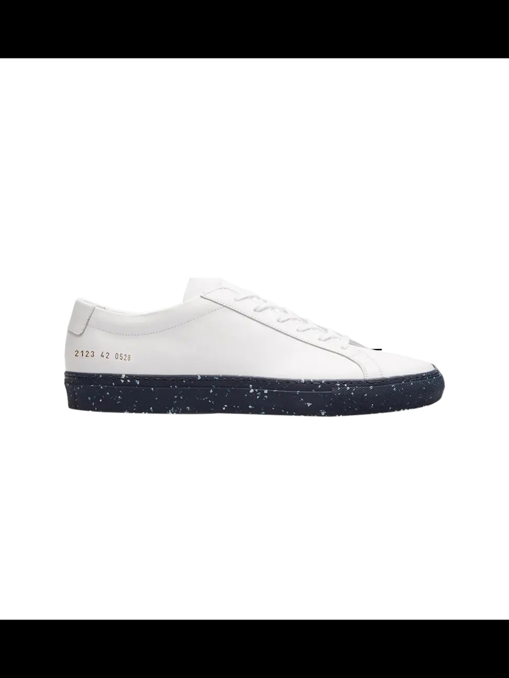 Common Projects White Leather Low-Top Sneakers with Speckled Navy Sole